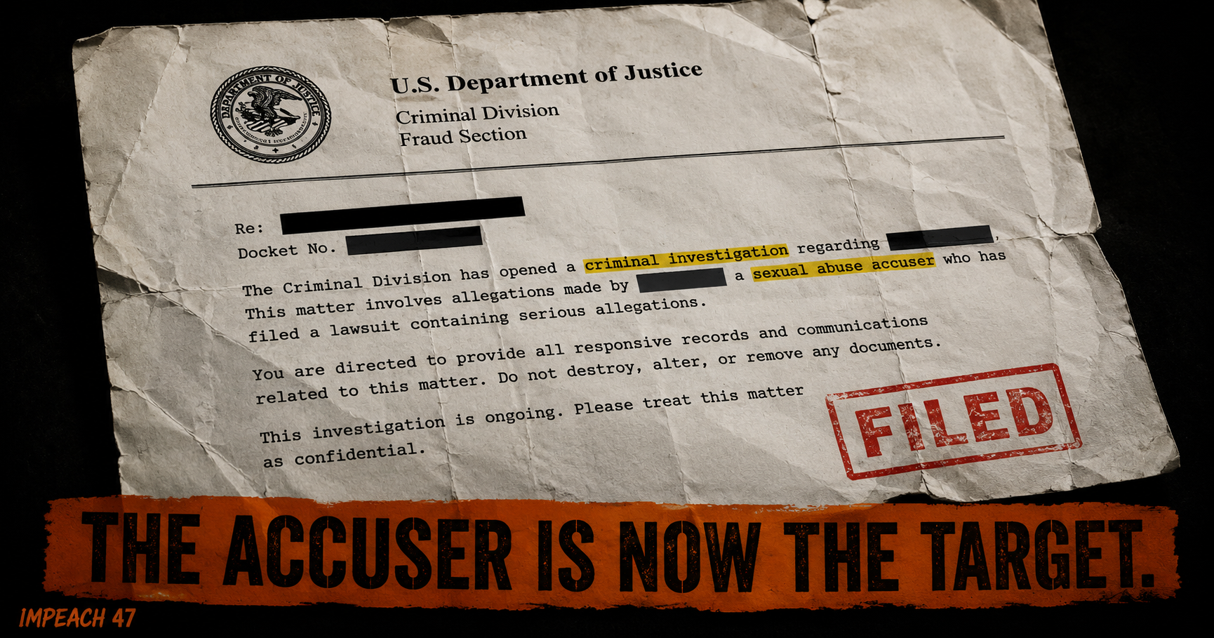 Trump's DOJ Opens a Criminal Probe Against His Sexual Abuse Accuser